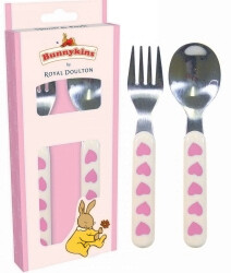 BABY GIFT BUNNYKINS SPOON & FORK SWEETHEARTS PINK