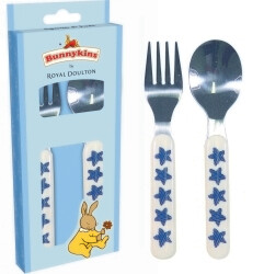 BABY GIFT BUNNYKINS SPOON & FORK SHINING STARS BLUE