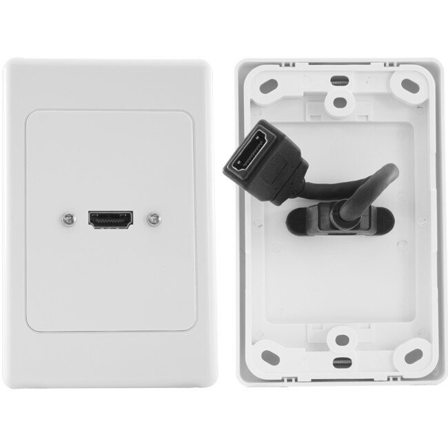 HDMI SINGLE WALL PLATE WITH FLEXIBLE REAR SOCKET