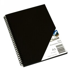 VISUAL ART DIARY QUILL A5 SPIRAL BLACK PAPER 45LF