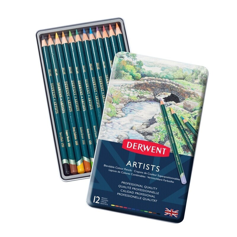 PENCIL COLOURED DERWENT ARTISTS TIN 12