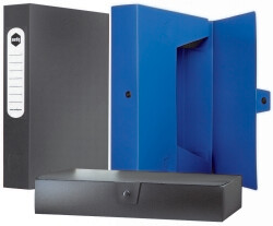 BOX FILE MARBIG A4 60MM PP W/BUTTON BLUE