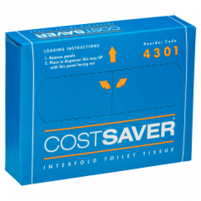 Costsaver 4301 Interfold 1ply Toilet Tissue - White