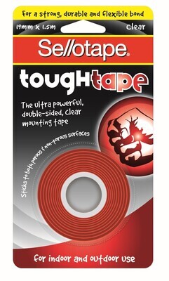 TAPE MOUNTING SELLOTAPE TOUGH TAPE 19MMX1.5M CLEAR
