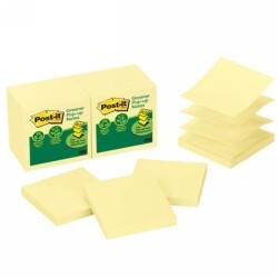 NOTES POST-IT R330RP-12YW 76X76MM POP-UP RECYCLED CANARY YELLOW PK12