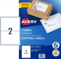 LABEL AVERY L7168 199.6X143.5MM SHIPPING 2UP WHITE PK100