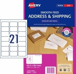 LABEL AVERY 63.5X38.1MM L7160 SMOOTH FEED ADDRESS 21UP PK250