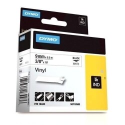SP- LABEL TAPE RHINO INDUSTRIAL DYMO 9MM VINYL BLACK ON WHITE