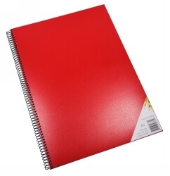 VISUAL ART DIARY QUILL A3 SPIRAL RED COVER 60LF