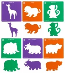 SP- STENCIL EC JUNGLE ANIMALS 203X203MM SET OF 6