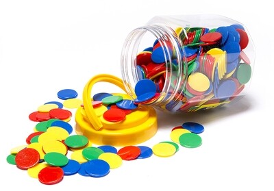 SP- COUNTERS SOFT PLASTIC QUIET 25mm 4 COLOURS JAR (400) LEARNING CAN BE FU