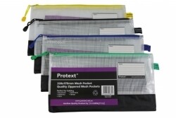 MESH POUCH PROTEXT 330X175MM WITH NOTE CARD HOLDER ASST