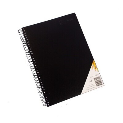 SP- VISUAL ART DIARY QUILL A4 200 PAGES PP 110GSM BLACK
