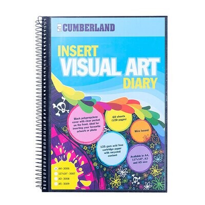SP- VISUAL ART DIARY C/LAND A4 INSERT COVER BLACK 120PG
