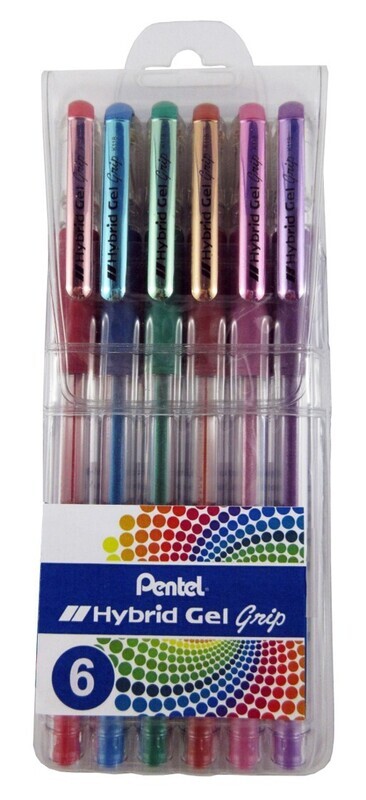 SP- PEN PENTEL RB HYBRID K118M GEL GRIP METALLIC ASST WLT6