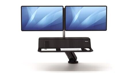 SP- WORKSTATION FELLOWES LOTUS SIT STAND RT DUAL MONITOR BLACK