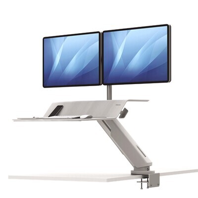 SP- WORKSTATION FELLOWES LOTUS SIT STAND RT DUAL MONITOR WHITE