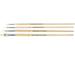 PAINT BRUSH EC FLAT SERIES 579 #2 HOG HAIR WITH LONG NATURAL HANDLE