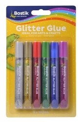 GLUE BOSTIK 10ML GLITTER ASST PK6