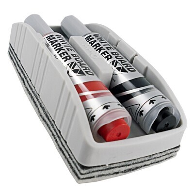 WHITEBOARD ERASER SET PENTEL WITH 2 MAXIFLO PUMP IT MARKERS BLACK & RED