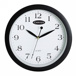 SP- CLOCK CARVEN 25CM ROUND BLACK