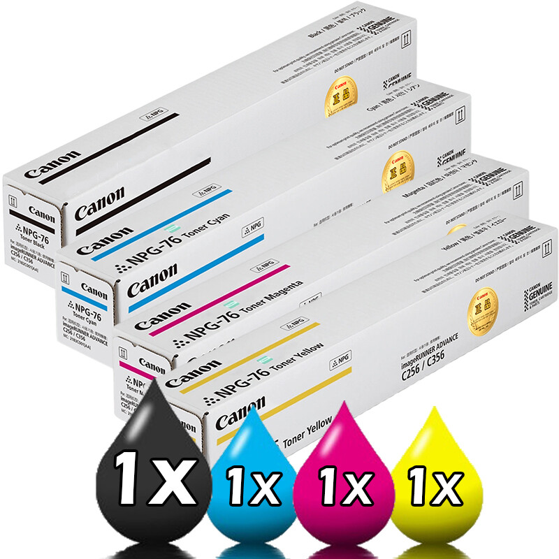 4-Pack CMYK NPG76 GPR58 TG76 TG58 Canon IR-C356IF-II, IR-C256IF-II Toner Cartridges (GPR-58, GPR58)