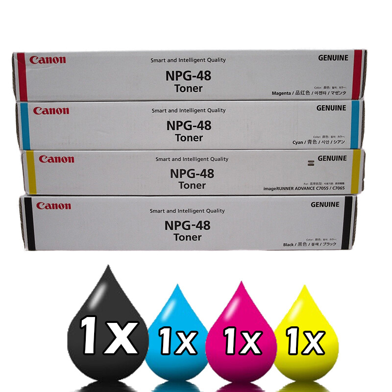 4 Pack Genuine Canon TG48 GPR33 NPG48 Toner Value Pack [1BK, 1C, 1M, 1Y]