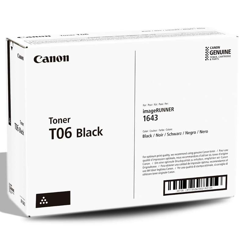 Canon imageRUNNER T06 Black Toner Cartridge 3526C001AA 3526C001CTA 20.5K Pages (1643i, 1643iF, 1643P)