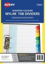 DIVIDERS AVERY A4 MYLAR RAINBOW PRINTED 1-10