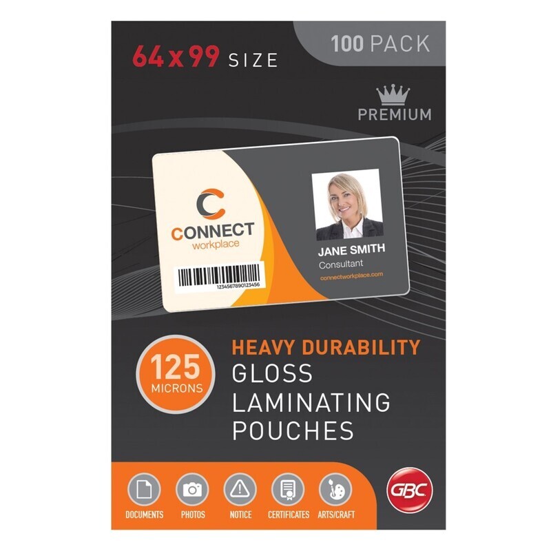 SP- LAMINATING POUCH GBC 64X99MM 125 MICRON GLOSS