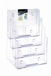 BROCHURE HOLDER DEFLECTO A4 4 POCKET 4 TIER CLEAR