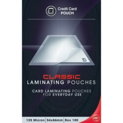 LAMINATING CARD POUCHES GBC CLASSIC 54X86 125 MICRON PK100