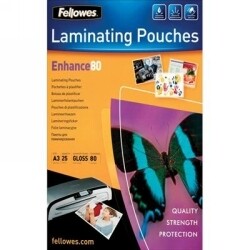 SP- LAMINATING POUCHES FELLOWES A3 80 MICRON GLOSS PK25