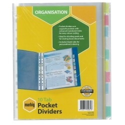 INDICES & DIVIDERS MARBIG A4 10 TAB PP CLEAR POCKETS