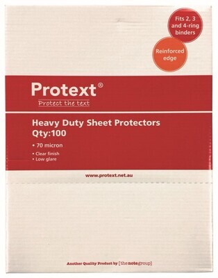 SHEET PROTECTORS PROTEXT A4 HEAVY DUTY 70 MIC CLEAR BX100