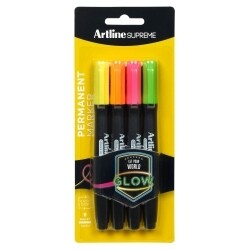 MARKER ARTLINE SUPREME 1.0MM GLOW ASST PK4