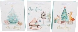 XMAS GIFT BAG WHITE COLLECTION SMALL 3 ASST 18 X 24 X 8CM