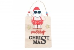 XMAS DECORATION PLAQUE BEACH SANTA MERRY CHRISTMAS 25 X 17CM