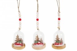 DECORATION XMAS HANGING GLASS BELL 62X62X75MM 3 ASST