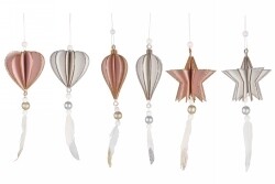 DECORATION XMAS CONSATINA TREE WITH FEATHERS 3 ASST