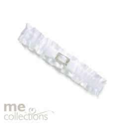 SP- WEDDING GARTER ME DIAMANTE BROOCH & BOW WHITE