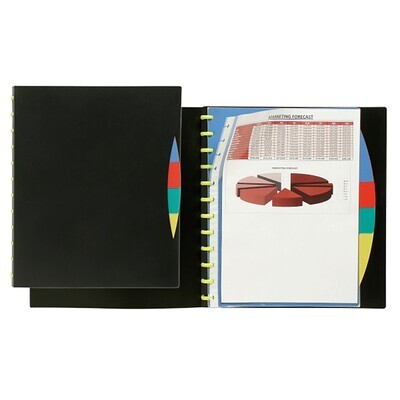 SP- DISPLAY BOOK MARBIG A4 KWIKZIP WITH PP DIVIDERS BLACK 20PG