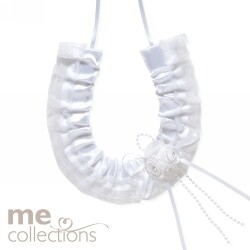 WEDDING CHARM ME HORSESHOE W/FLOWER CLUSTERS WHITE