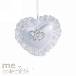 WEDDING CHARM ME PADDED HEART W/DIAMANTE CHARM WHITE