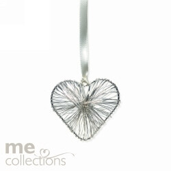 WEDDING CHARM ME INTRICATE WIRE HEART SILVER