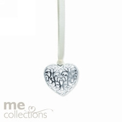 WEDDING CHARM ME DOUBLE SIDED HEART PENDANT SILVER