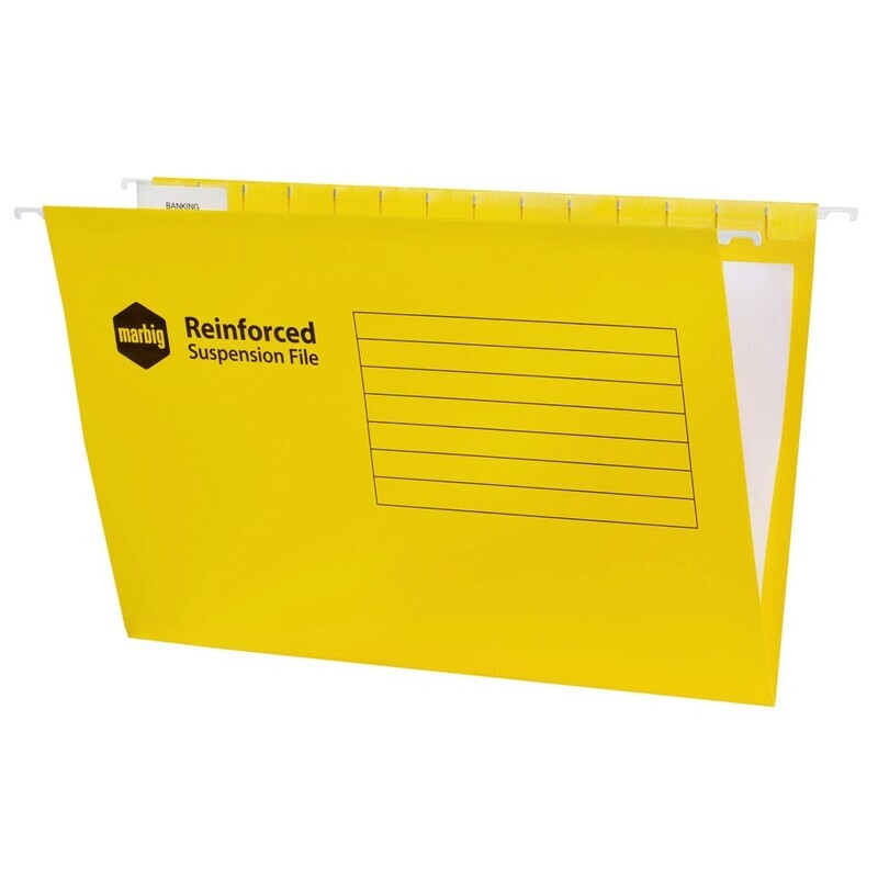 SUSPENSION FILES MARBIG FOOLSCAP COMPLETE YELLOW BX25