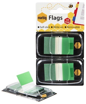 SP- FLAGS MARBIG 25 X 44MM POP-UP 2 X 50 TRANSPARENT GREEN