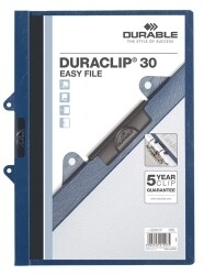 SP- FLAT FILE DURACLIP 30 A4 WITH BINDER FITTING BLUE