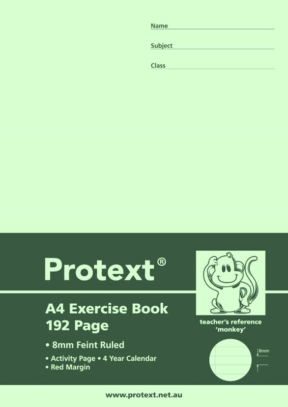 EXERCISE BOOK PROTEXT A4 8MM RULED PP COVER 192PG MONKEY